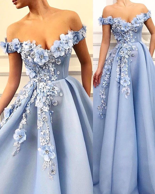 Off The Shoulder Applique Sweetheart A Line Prom Dresses | Sleeveless Beaded Cheap Evening Dresses