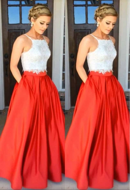 Glamorous A-Line Two-Piece Lace Prom Dress