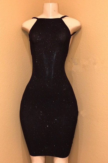 Short Black Sequins Mermaid Homecoming Dress