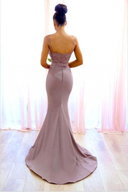 Sexy Lace Sleeveless Bridesmaid Dresses | Spaghetti-Straps Mermaid Evening Dress