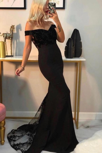 Amazing Off-the-shoulder Backless Mermaid Evening Gown With Lace Appliques