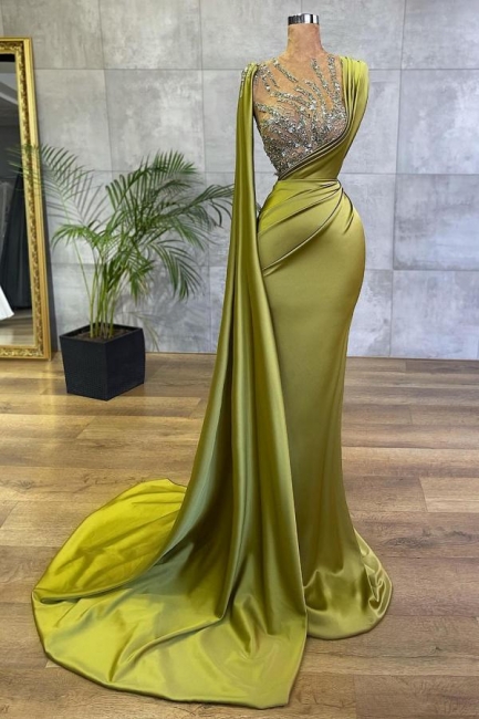 Charming Sequins Floor-length Ruffles Mermaid Evening Gown With Side Cape