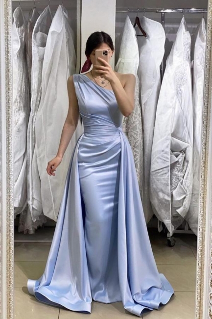 Simple A-line One Shoulder Floor-length Ruffles Prom Dress
