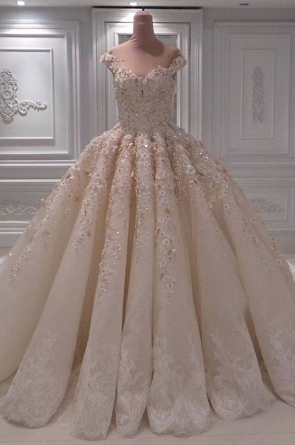 Luxury Lace Ball Gown Wedding Dresses | 2020 Bridal Gowns with Sleeves
