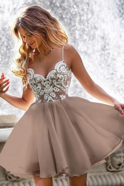 Stylish Spaghetti Straps Sweetheart Short Homecoming Dress A-Line Prom Dress
