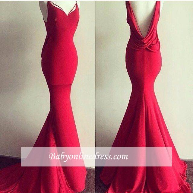Alluring Red Sweetheart Mermaid Prom Dress Backless Long Evening Gowns BA4419