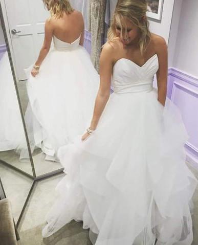 Summer Empire Sweetheart A-Line Ruffles Tiered Long Wedding Dresses