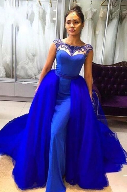 Women Elegant Mermaid Prom Dresses | Royal Blue Sleeveless Evening Gown
