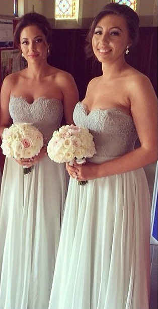 Sweetheart Chiffon Floor Length Bridesmaid Dresses Lace Sleeveless Wedding Party Gowns