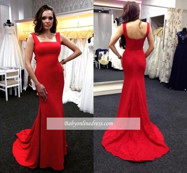 Alluring Mermaid Ruby Prom Dresses Sleeveless Long Evening Gowns
