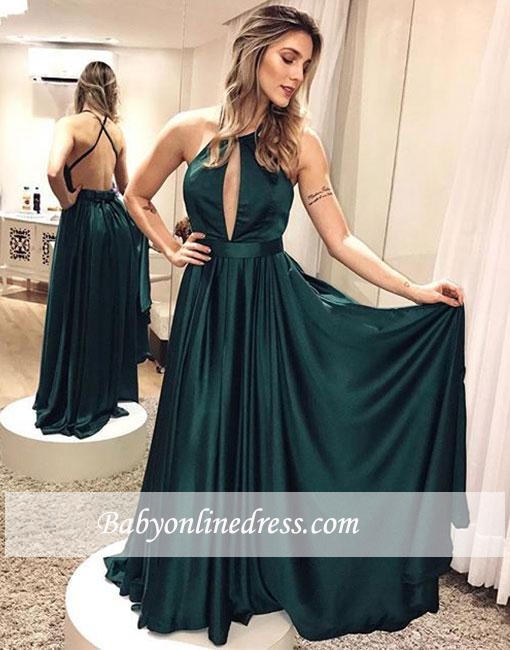 Elegant Simple Dark-green Backless Cross-criss Formal Dress