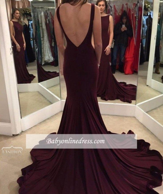 Alluring Chic Backless Mermaid Evening Gowns Court-Train Prom Dress