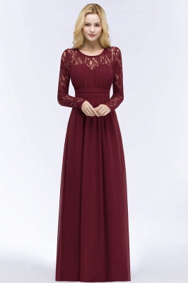 ROSALIE | A-line Floor Length Long Sleeves Lace Chiffon Bridesmaid Dresses_4