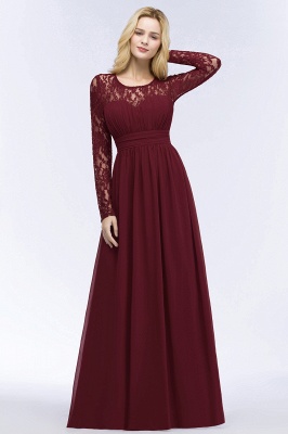 ROSALIE | A-line Floor Length Long Sleeves Lace Chiffon Bridesmaid Dresses_6
