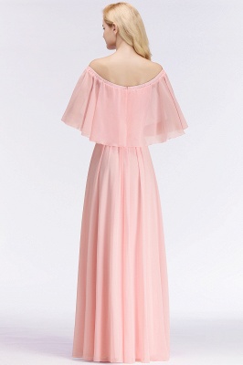 NOAH | A-line Long Off-the-shoulder Pink Bridesmaid Dresses with Sleeves_3