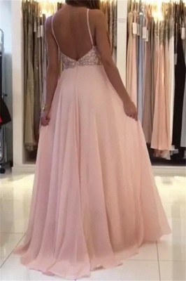 Romactic Pink Halter Applique Prom Dresses Sleeveless Open Back Sexy Evening Dresses With Crystal_2