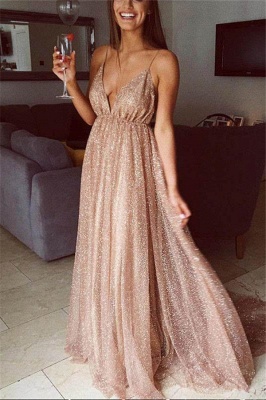 Squins Spaghetti-Strap Prom Dresses Backless Sleeveless Sexy Evening Dresses_1