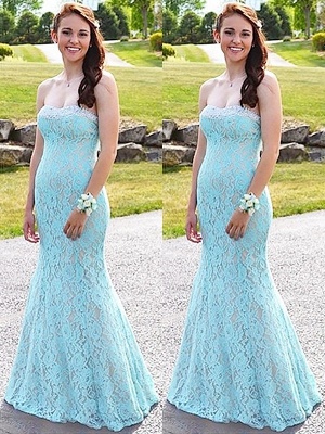 Chic Sweetheart Lace Crystal Prom Dresses Sleeveless Mermaid Sexy Evening Dresses Cheap_2