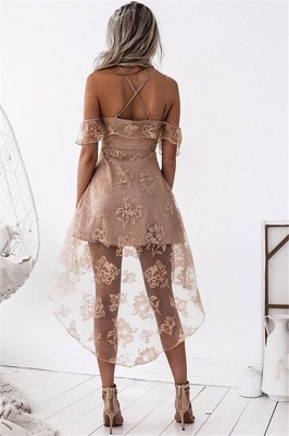 Cute A-line Hight-low Short Lace Homecoming Dress_3