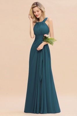 Simple A-line Halter Floor-length Backless Ruffles Chiffon Prom Dress_11