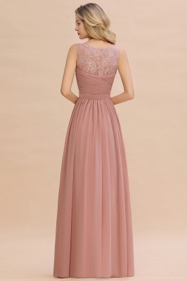 Simple A-line V-neck Appliques Lace Floor-length Ruffles Prom Dress_15