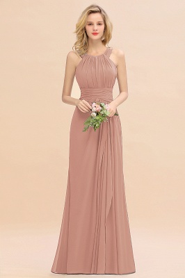 Simple A-line Halter Floor-length Backless Ruffles Chiffon Prom Dress_2