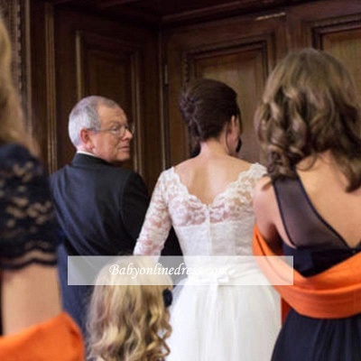 Charming Designer Lace Tulle Bridal Gowns Tea-Length Zipper Wedding Dresses_3