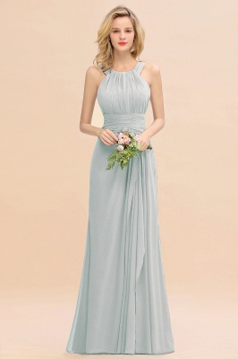 Simple A-line Halter Floor-length Backless Ruffles Chiffon Prom Dress_5