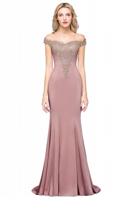 Classy Sweetheart Off-the-shoulder Backless Appliques Floor-length Mermaid Prom Dress_1