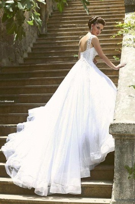 Luxury Beaded Lace-Appliques Straps Ball-Gown Wedding Dresses_3