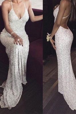Sexy Sequined Mermaid Spaghetti Straps Backless Prom Dresses 2018_2