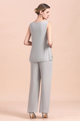 Grey Half Sleeves Chiffon Mother of Bride Jumpsuits with Long Jacket_6
