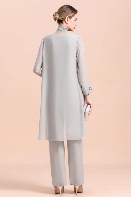 Grey Half Sleeves Chiffon Mother of Bride Jumpsuits with Long Jacket_3