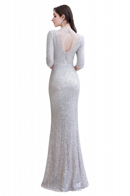 Women's Fashion Jewel Neck Half Sleeves Open Back Long Glitter Form-fitting Prom Dresses_13
