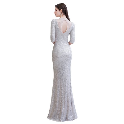 Women's Fashion Jewel Neck Half Sleeves Open Back Long Glitter Form-fitting Prom Dresses_12