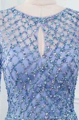 Jewel Keyhole Long Sleeves A-line Light Blue Prom Dresses with Beads_4