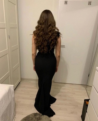 Sexy Black One Shoulder Floor-length Mermaid Prom Dress With Ruffles_2