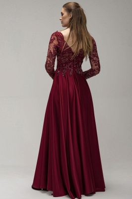 Vintage Long Sleeves V-neck A-Line Ruffles Prom Dress With Appliques Lace_2