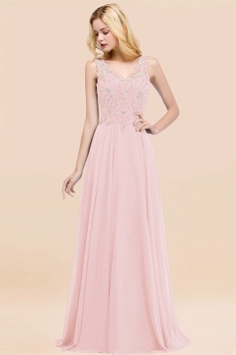 Straps V-neck A-line Simple Formal Gown for Prom And Bridesmaid_3