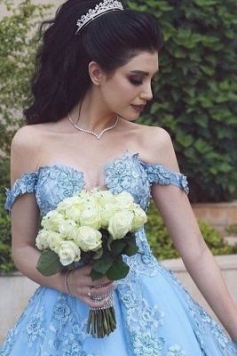 Charming Off-the-shoulder Sweetheart Ball Gown Prom Dress With Appliques Lace_1