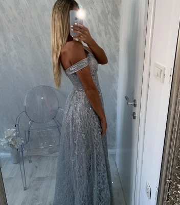 Charming Off-the-shoulder Backless Sequins A-Line Floor-length Prom Dress_3
