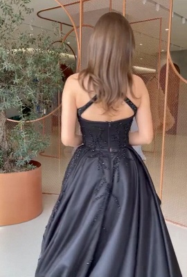 Sexy Black Halter High Low Backless Ruffles Prom Dress With Beading_4