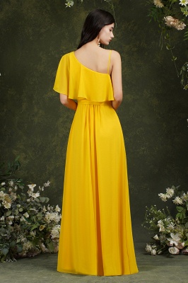 Charming Yellow A-line Spaghetti Straps Flower Embellishment Bridesmaid Dress With Split Pockets_7