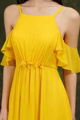 Beautiful Yellow Off-the-Shoulder Ruffles A-Line Chiffon Bridesmaid Dress With Pockets_9