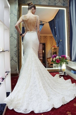 Zipper Sleeveless Lace Mermaid Backless Gorgeous Wedding Dresses_1