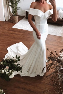 Off The Shoulder Sweetheart Fit And Flare Mermaid Wedding Dresses_1