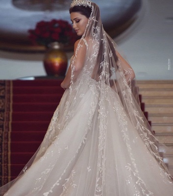 Luxury Straps V Neck Sleeveless Sheath Wedding Dresses With Detachble Train | Floral Detachable Skirt Brildal Gown_4