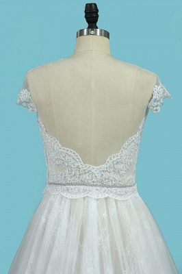 Vintage Sweetheart Backless Appliques Lace Ruffles Long A-Line Wedding Dress_4