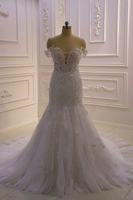 Beautiful Off-the-Shoulder Sweetheart Backless Mermaid Wedding Dress With Appliques Lace Beading_2