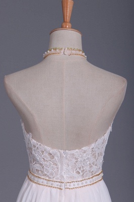 Elegant A-Line Halter Backless Appliques Lace Beading Chiffon Wedding Dress_3